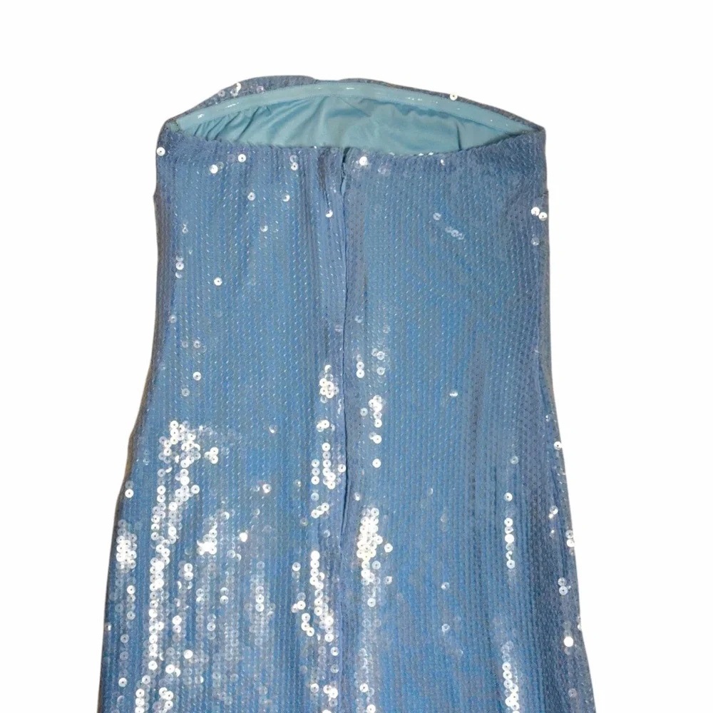 Rare London Powder Blue Sequin Strapless Maxi Dress Womens US 4 - Picture 7 of 10